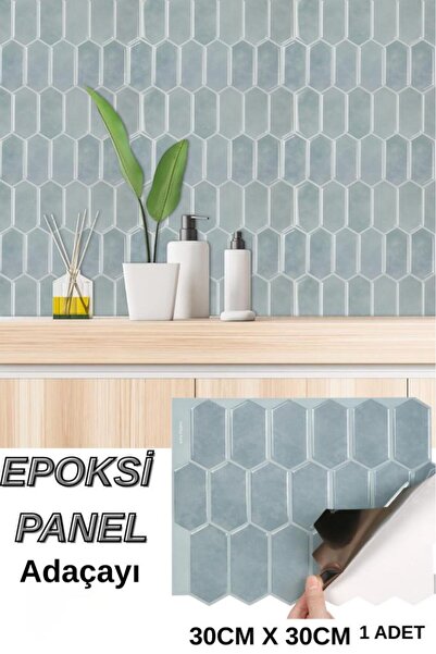 Renkli Duvarlar 30cm×30cm Adaçayı Epoksi 1 Adet 3D Yapışkanlı Duvar Paneli Ka...