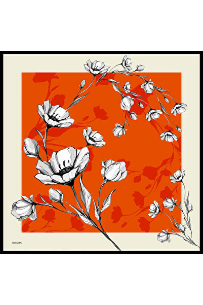 ARMANDA Premium Serisi - Plumeria Desen %100 Desenli Twill İpek Eşarp - Silk ...