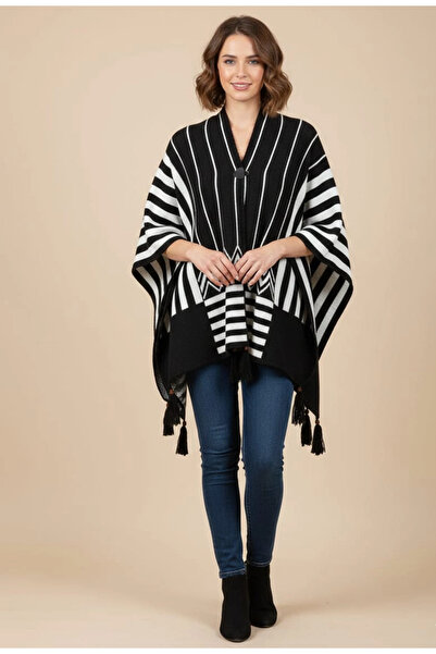 Elit Scarf Striped Pattern Poncho