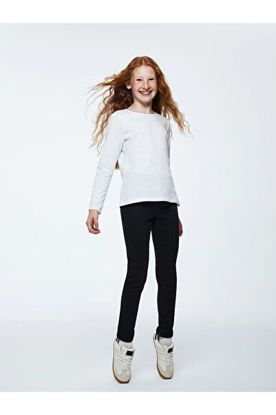 LC Waikiki Lcw Kids Black Girls' Jeans Pants with Adjustable Elastic Waist