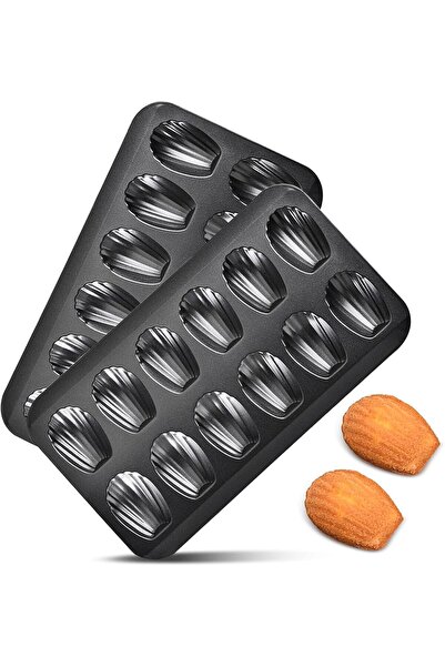 Arabest 2pc Nonstick Madeleine Pan for Baking, 12-Cavity Shell Shape Cake and...