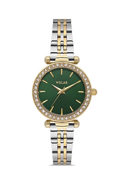 Welar Wel2509-6 Green Dial Steel Stone Elegant Stylish Women's Wristwatch 3 A...