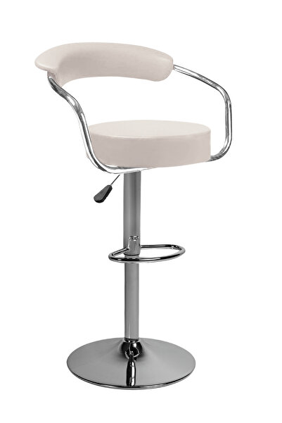 SÜPER ÇELİK BAR TABURESİ 957 MODEL BEYAZ DERİ