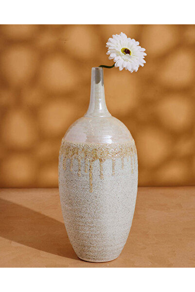 REDTAG Cream Reactive Glazed Ceramic Vase