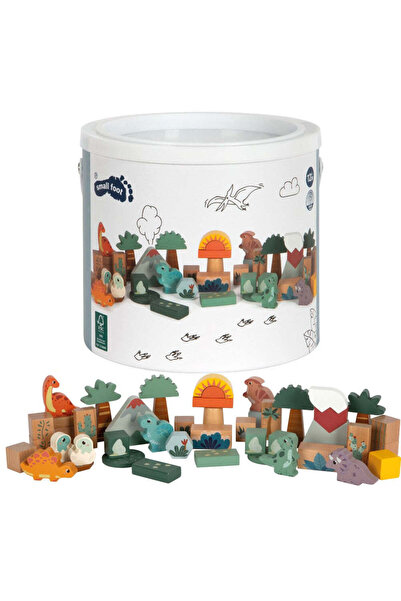Small Foot Cuburi de construcție din lemn, Small Foot, Dino, 50 piese,FSC, 12...