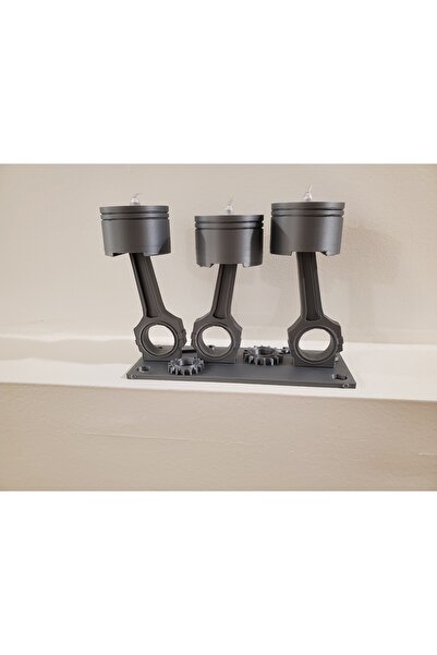 Mays3Dstudio 3’lü Motor Piston Tasarımlı LED Mumluk Seti – Otomotiv Temalı De...