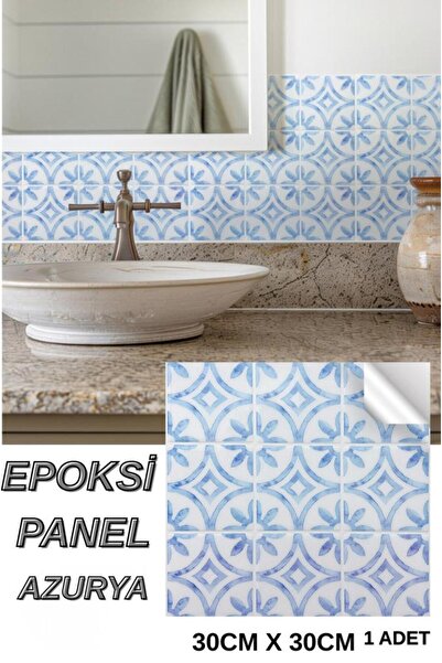 Renkli Duvarlar 30×30cm Azurya Mavi Epoksi 1 Adet 3D Yapışkanlı Duvar Paneli ...