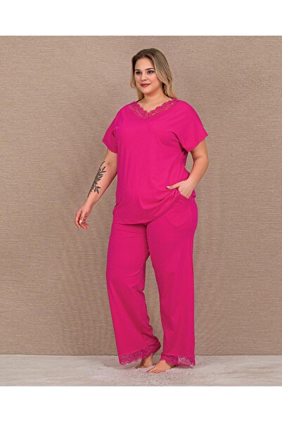 Lady Lingerie Short Sleeve Lace Piece Large Size Cotton Piece Women's Pajama Set