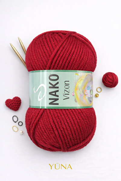 NAKO خيط حياكة من فرو المنك 3630 بلون الكرز