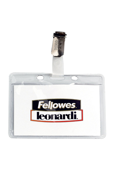 Fellowes Flexible horizontal badge holder with metal clip for badges and card...