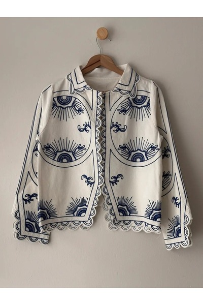 Lavanta Tekstil Με κέντημα Σχέδιο Γκαμπαρντίνα Μπουφάν