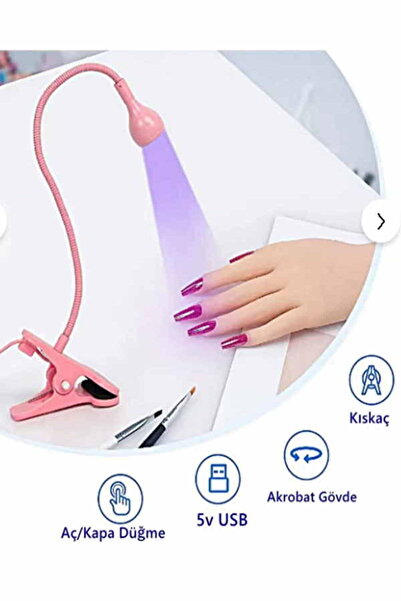 funshop USB Klipsli UV LED Tırnak Kurutucu 3W Esnek Masa Lambası Jel ve Kalıc...