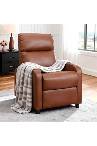 ZUIHAO كرسي استرخاء مبطن بمقعد من جلد الصناعي، أريكة، كرسي بذراعين لغرفة المعيشة