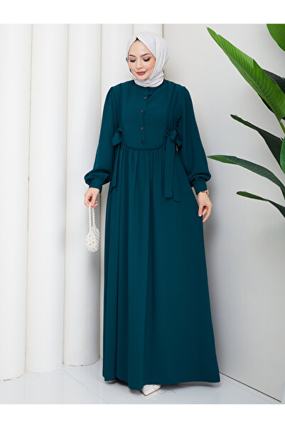 EFSUN MODA Дамска рокля с дантелена украса