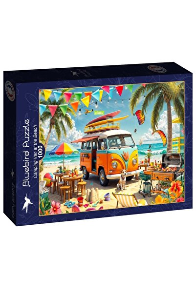 Bluebird Puzzle 1000 piese - Rafael Trujillo: Camping Van at the Beach (Blueb...