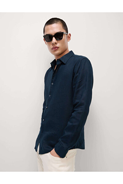 Marks & Spencer Slim Fit Keten Uzun Kollu Gömlek