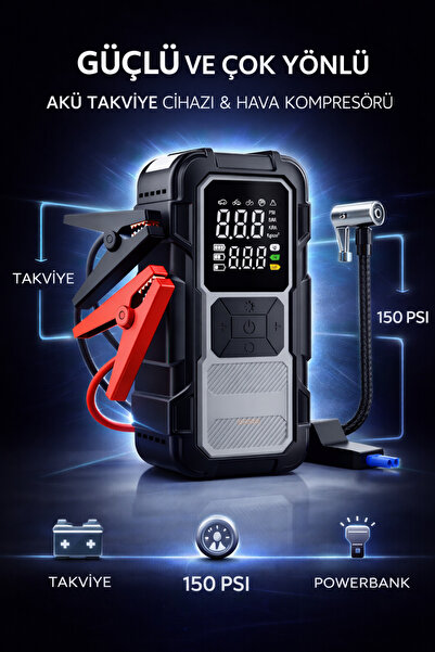 XBeam 4 in 1 Akü Takviye - Yüksek Güç - Lastik Şişirme Pompası - Powerbank - ...