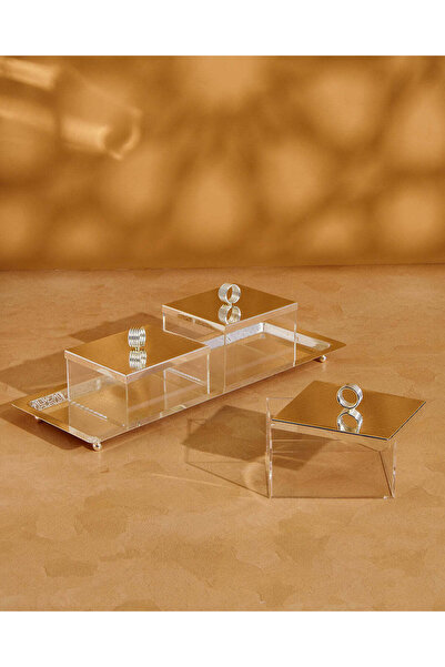 REDTAG طقم أوعية فضية مستطيلة الشكل لحفظ التمر (4 قطع)