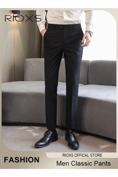 RIOXS Men's Slim Fit Dress Pants, Flat Front Formal Pants for Men, Trendy Str...
