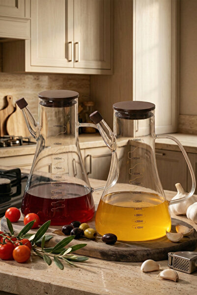 Porsima LM-0106 Serra Kapaklı Borosilikat Cam 2li Yağlık Sirkelik Yağdanlık S...