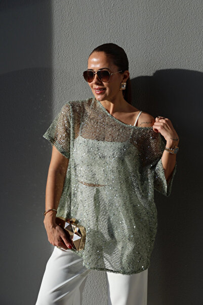 Purple by Banu YEŞİL Pullu Bluz