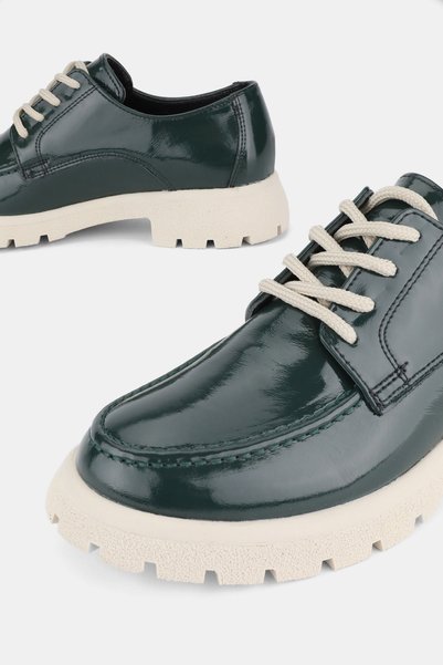 TUNAELLİ Pantofi Oxford cu șireturi, din piele naturală, verde, pentru femei, mărimea 36-41