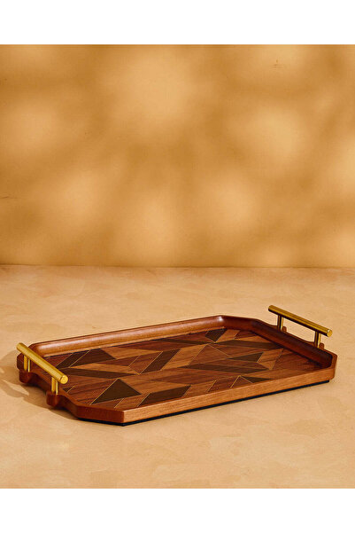 REDTAG صينية تقديم مستطيلة من الخشب الطبيعي البني (كبيرة)