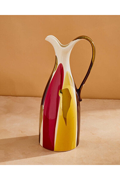 REDTAG إبريق خزفي مزهرية بتشطيب متعدد الألوان تجريدي، 18 × 15.5 × 41.5 سم