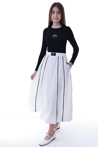 CARLA MARA Girl's Striped Balloon Skirt White