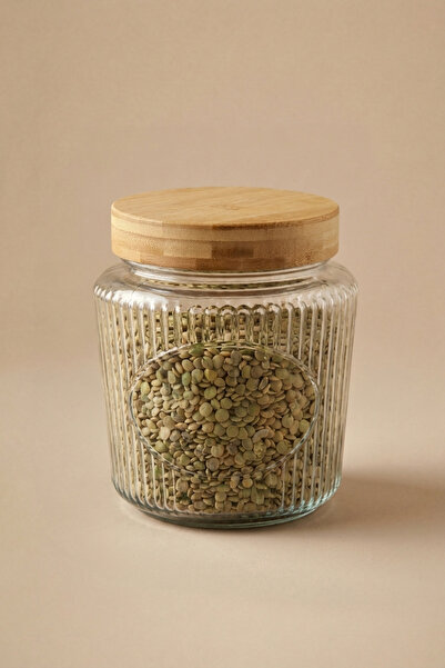 GÖNÜL Bambu Kapaklı Cam Kavanoz 1500 ml – Kapaklı Cam Saklama Kavanozu, Şeffa...