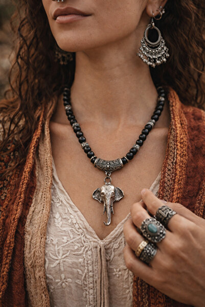Bohem Shop Authentic Handmade Bohemian, Ethnic, Glass Bead Silver Necklace