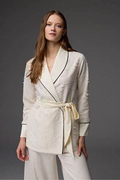 BONJOUR MADAME Pamuk Karışımlı Jakar Sabahlık Saten Pantolon BM-1816