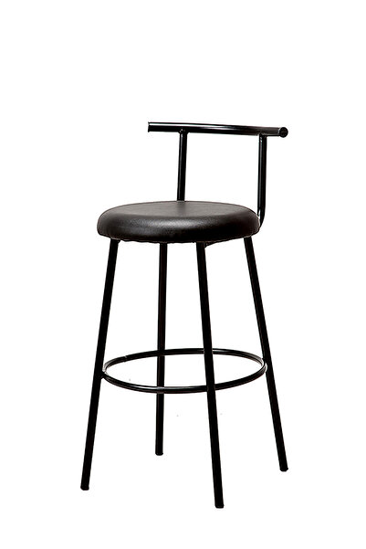 SÜPER ÇELİK BAR TABURESİ 978 MODEL SİYAH DERİ