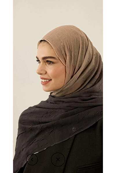 AMİNENESİL Gradient Aya Shawl Black Beige Color