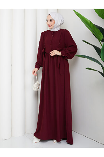 EFSUN MODA Дамска рокля с дантелена украса