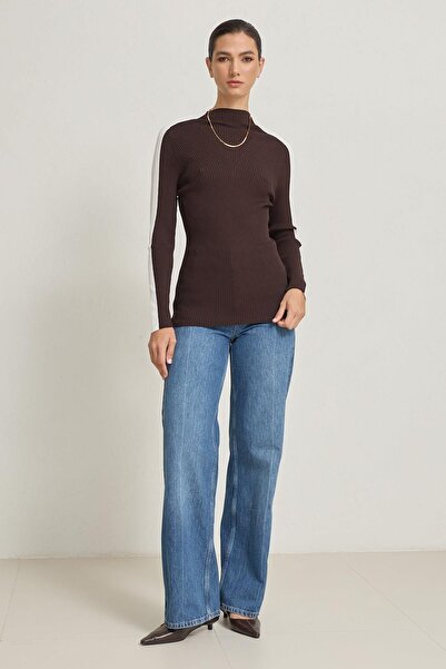 Setre Горчив кафе дълъг ръкав на райета плетен