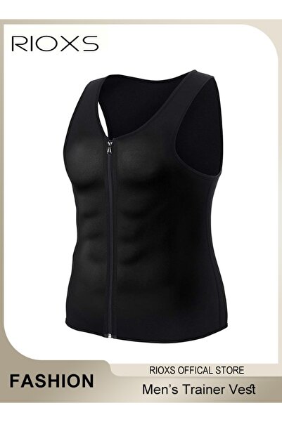 RIOXS Men's Compression Vests, Hot Sweat Waist Trainer Sweat Shirt For Men We...