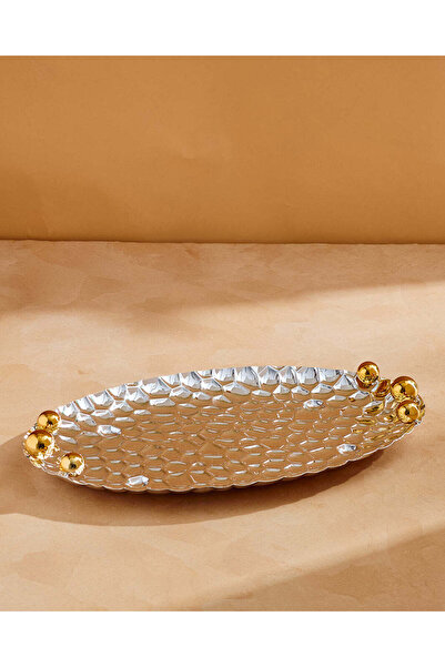 REDTAG Gold Hammered Round Serving Tray – Large