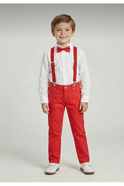 NACAR STORE Boys' April 23 October 29 White Long Sleeve Shirt Red Pants Red S...