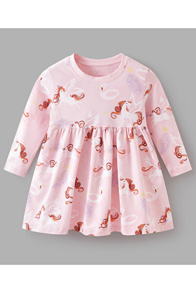 SAPS Dress with Unicorn & Swan Print - Pink