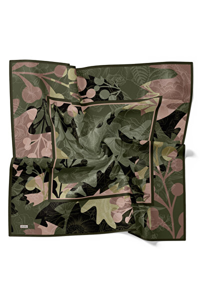 Levidor وشاح ملكي بنمط أوراق الشجر باللون الكاكي