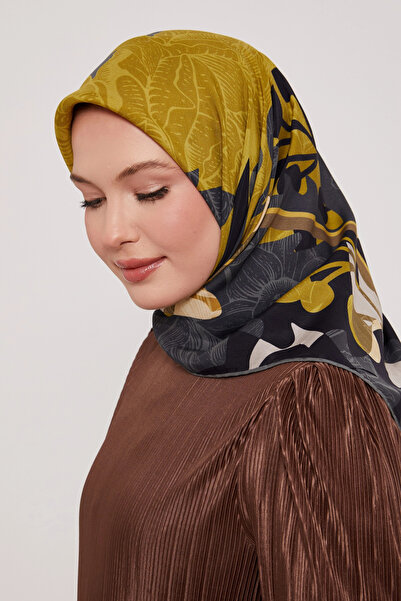 Levidor Royal Scarf Leaf Pattern Gray Oil Green