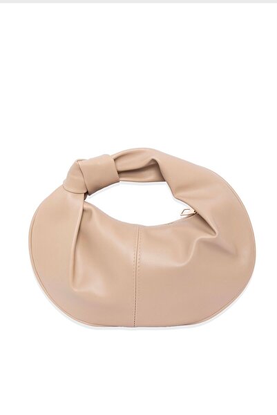 EBRUTESETTÜR Knot Detailed Zippered Clutch Bag Beige