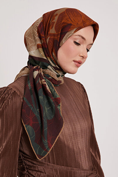 Levidor وشاح ملكي بنمط أوراق الشجر باللون العنابي