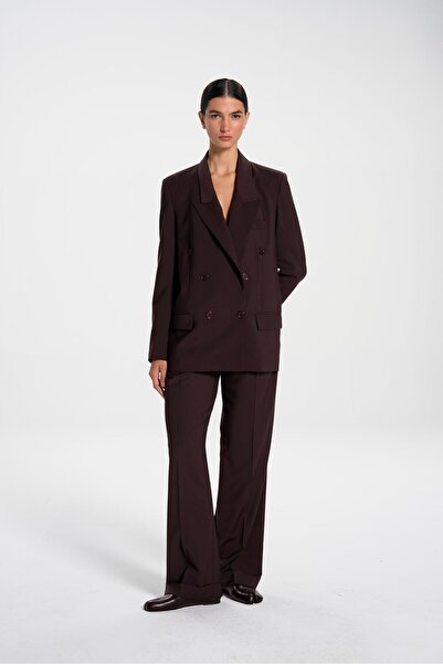 Beauty Omelette Brown Double Legged Wool Pack Loose Pants