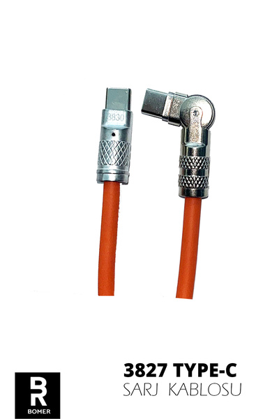 BOMER 3827 TYPE-C ŞARJ KABLOSU 90 DERECE DİRSEKLİ HIZLI ŞARJ VE VERİ AKTARIM ...