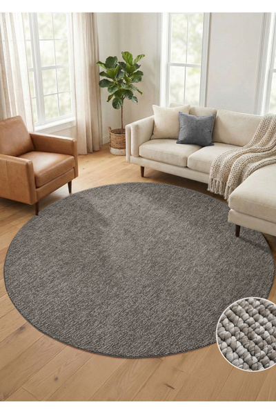 Colore Home Covor gri Bukle Loop Circle, rotund, moale, cu bază anti-alunecare