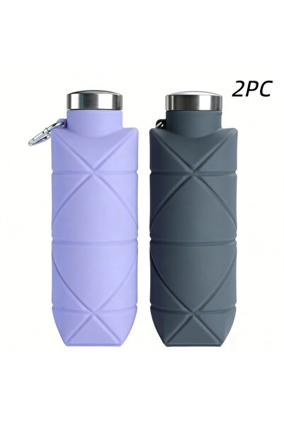 Choice7 0.7L 2PC Grey Purple LUSQI 700ml Travel Outdoor Sports Silicone Foldi...