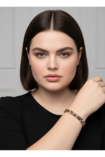 QUEENELA Steel bracelet with zircon stones