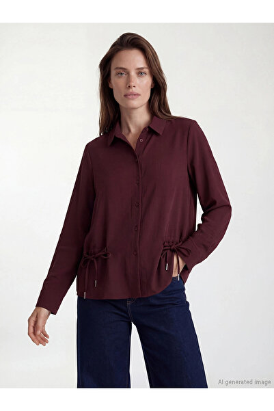 LC Waikiki Lcw Grace Plum Tie-Dye Detailed Ruched Women's Shirt